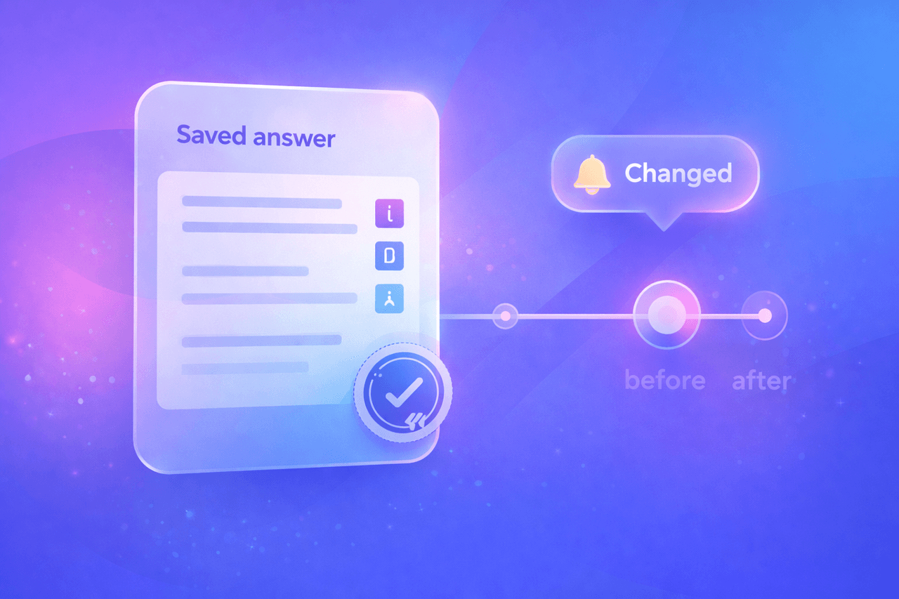 Saved answer change alerts preview